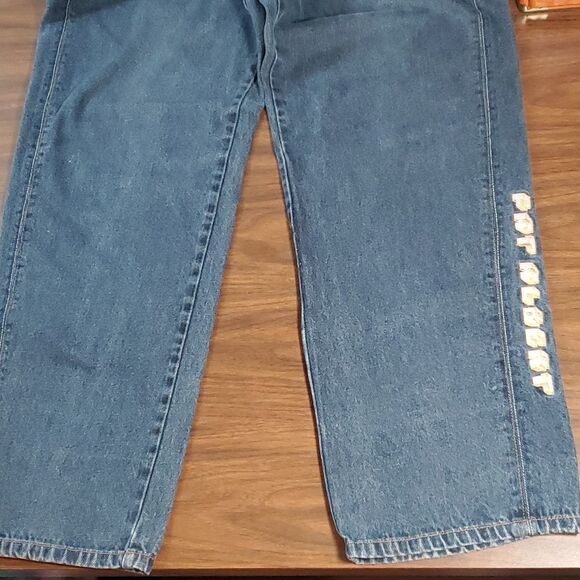 Platinum FUBU Fat Albert Denim Jeans Wide Leg Like Jnco Embroidered Pocket 34x34 - Picture 7 of 12